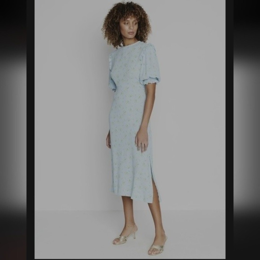 FAITHFULL THE BRAND Marie puff sleeve midi dress size XS